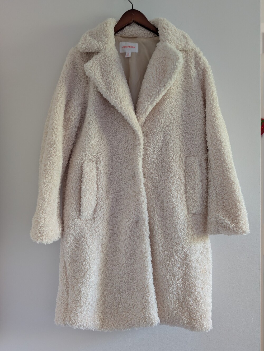 Joe Fresh Cream Fully Lined Teddy Coat